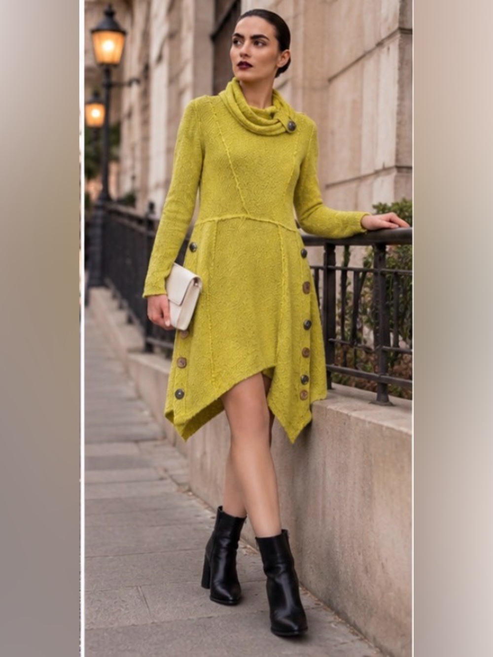 Soft Surroundings Chartreuse Asymmetrical Knit Sweater EXACTLY AS PICTURED ❤️
